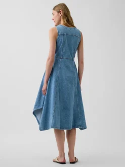 Denim Handkerchief Midi Dress