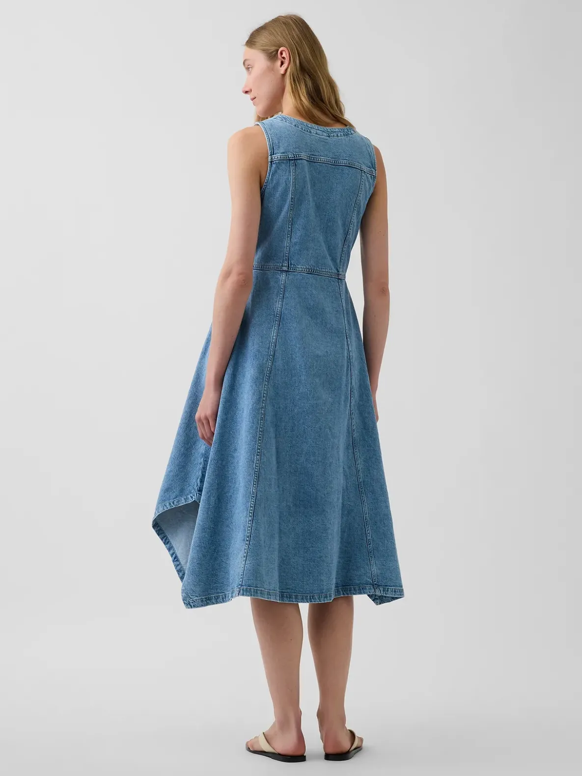Denim Handkerchief Midi Dress