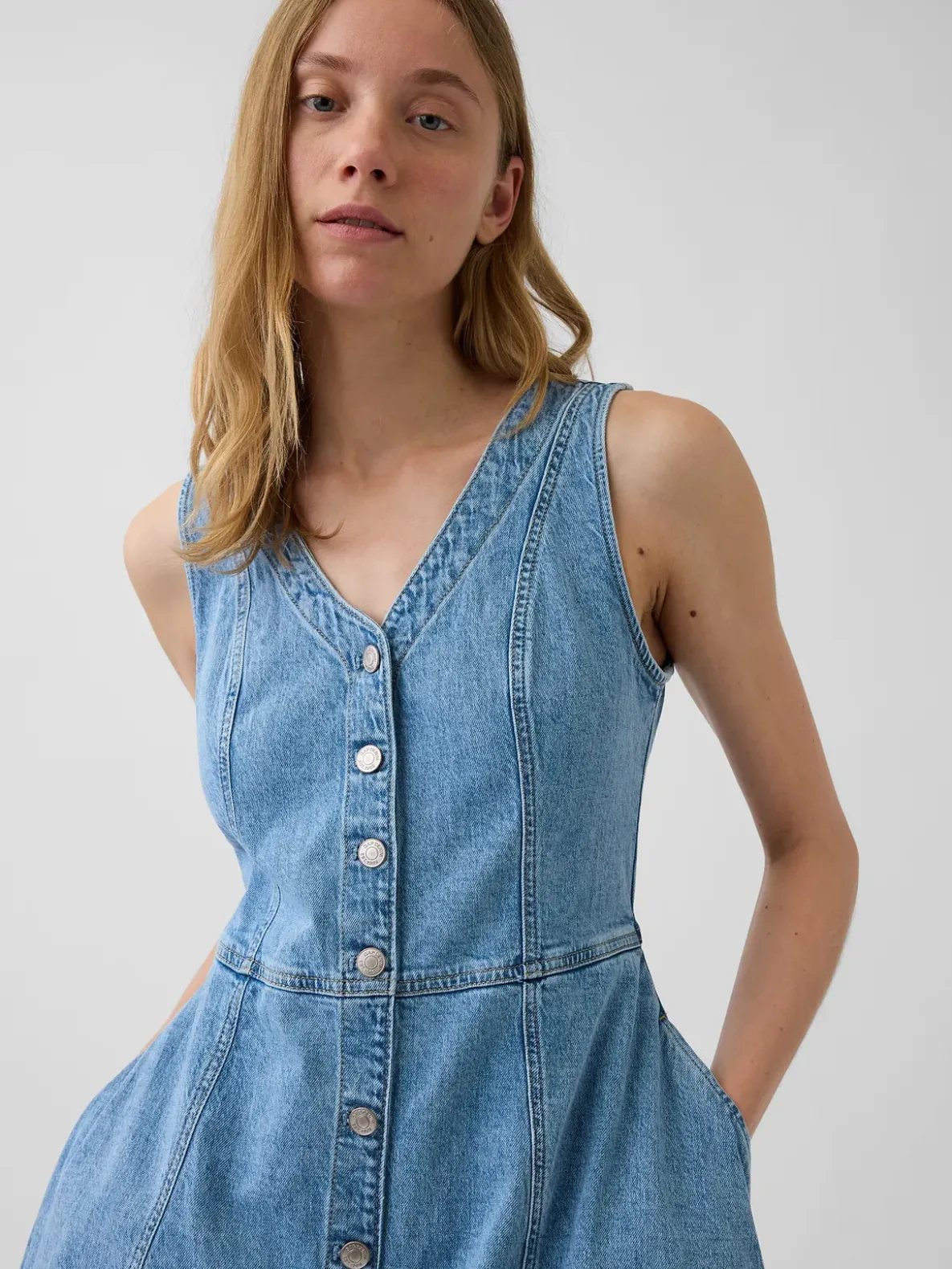 Denim Handkerchief Midi Dress
