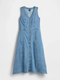 Denim Handkerchief Midi Dress