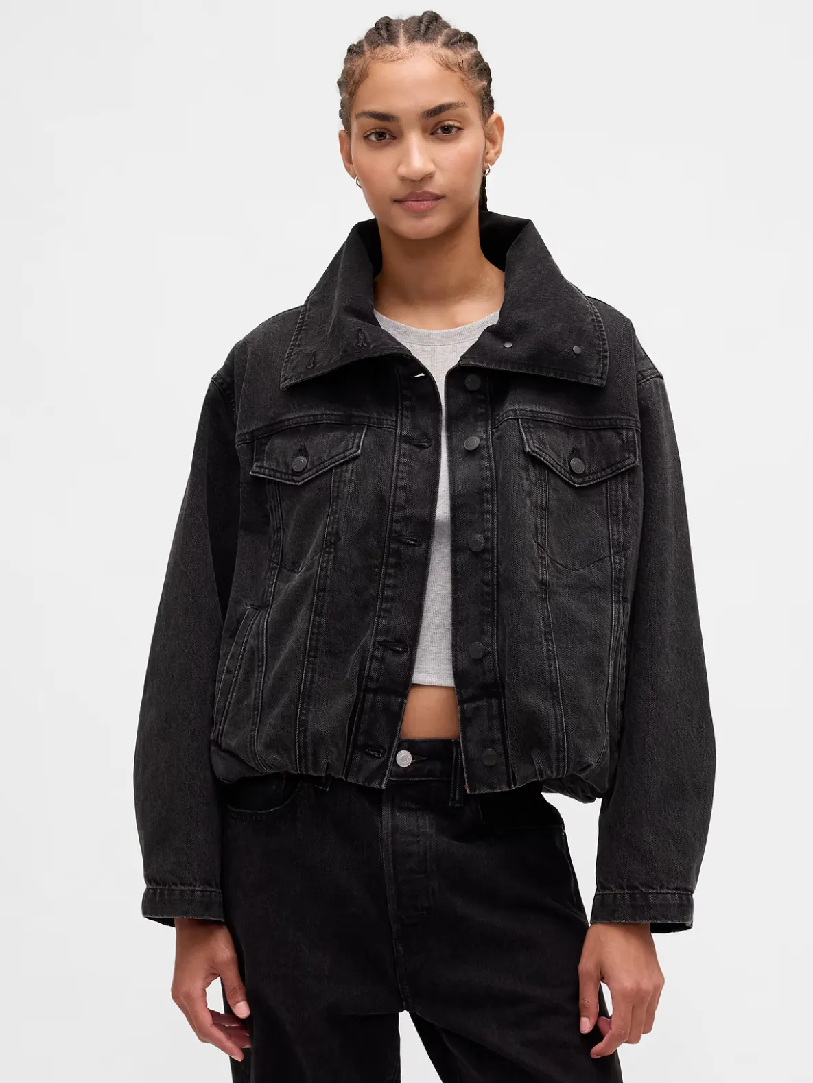 Denim Oversized Cocoon Jacket