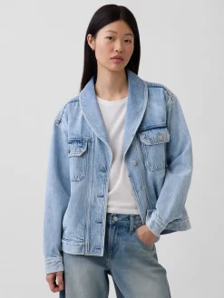 Denim Oversized Shawl Denim Jacket