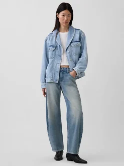 Denim Oversized Shawl Denim Jacket