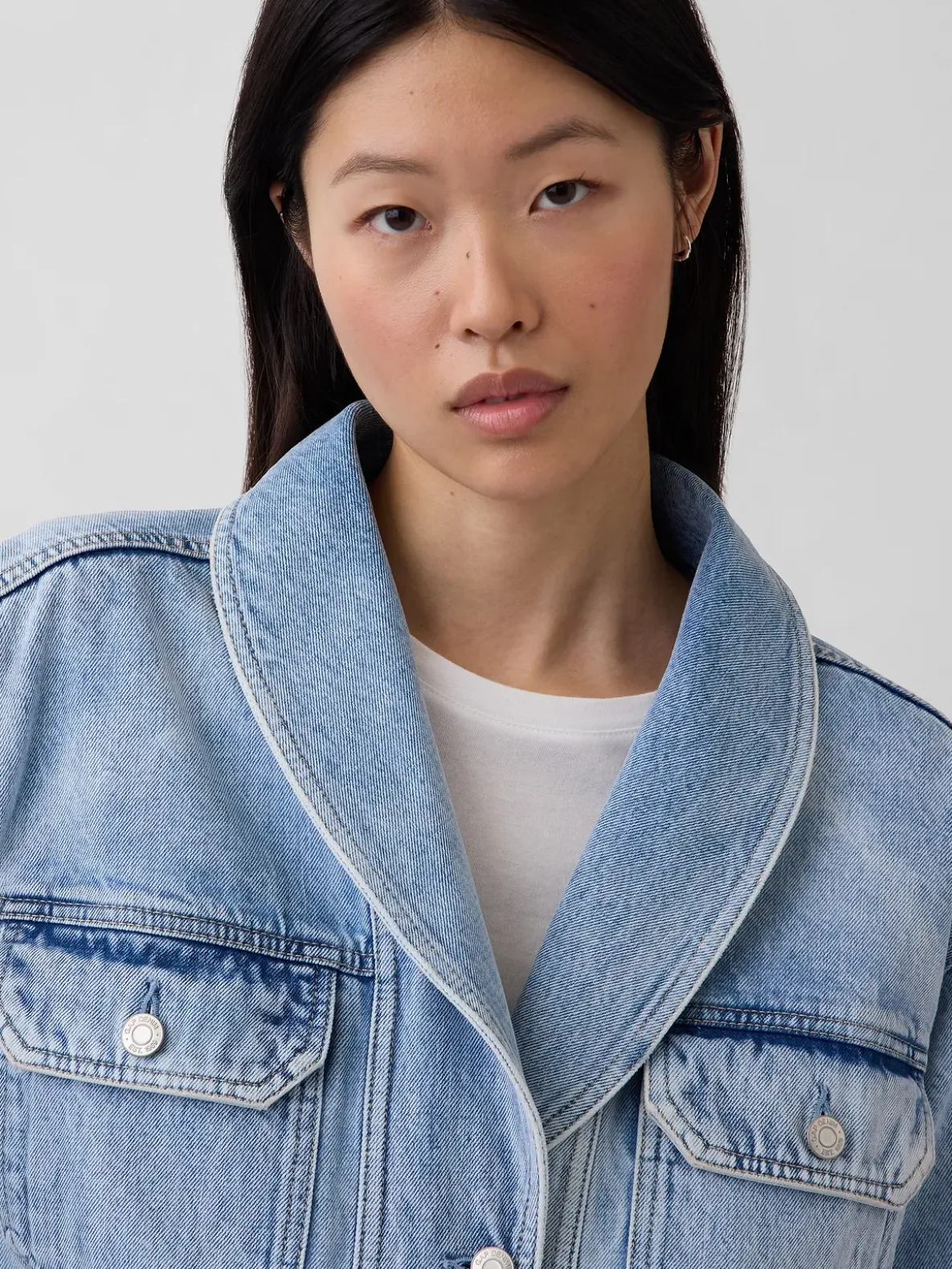 Denim Oversized Shawl Denim Jacket