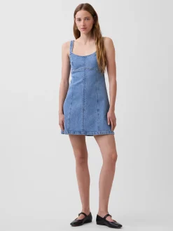 Denim Paneled Mini Dress