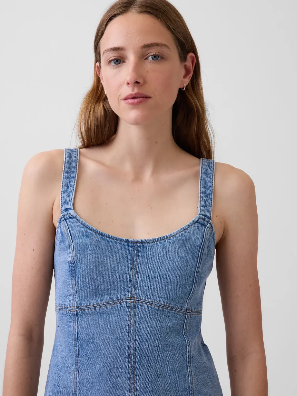 Denim Paneled Mini Dress