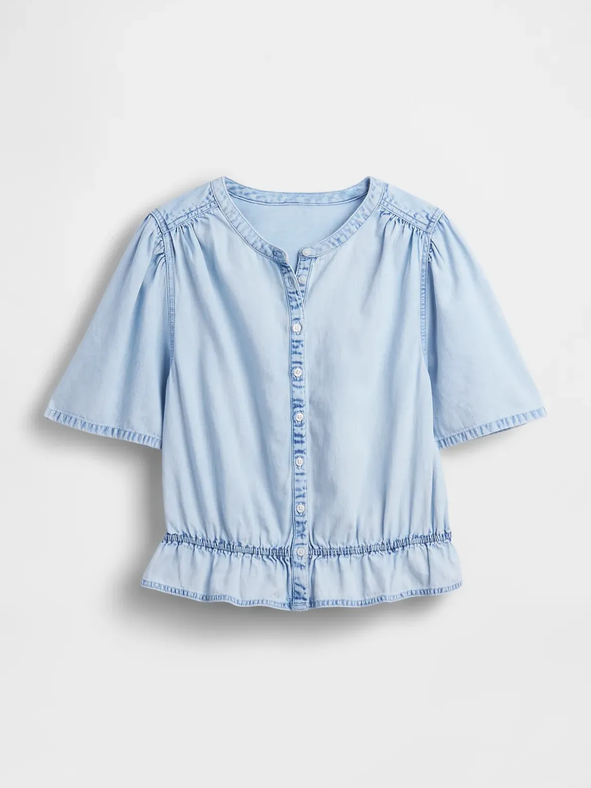Denim Peplum Crop Top