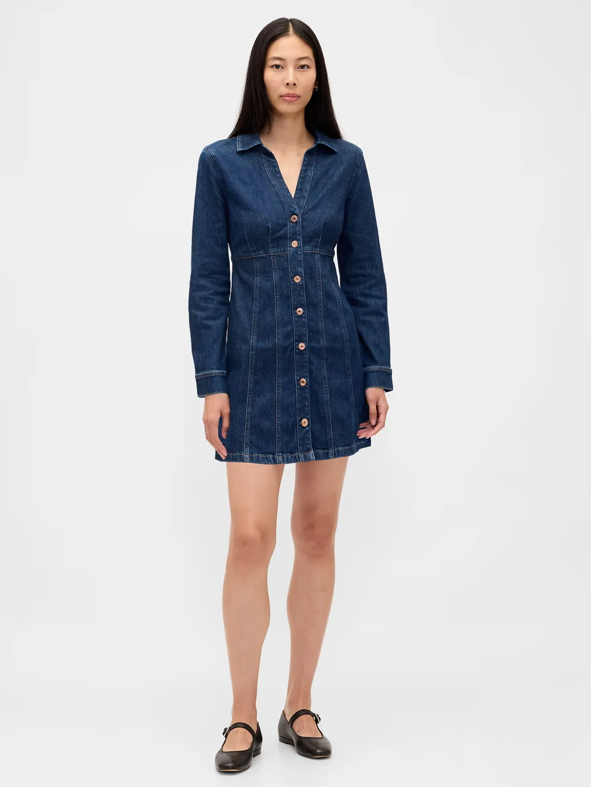 Denim Pleated Mini Dress