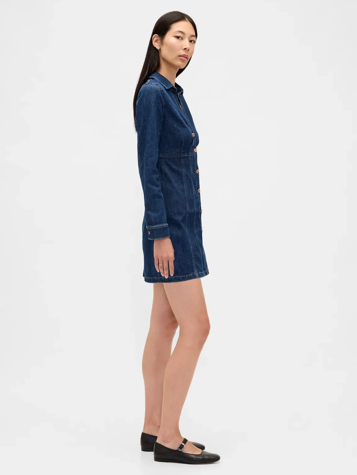 Denim Pleated Mini Dress