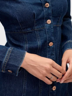 Denim Pleated Mini Dress