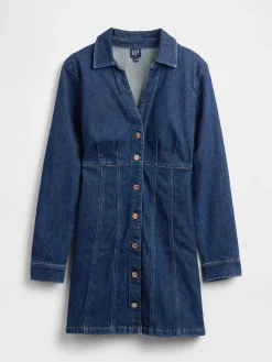 Denim Pleated Mini Dress