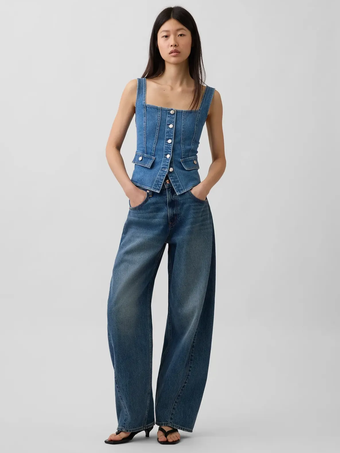 Denim Pocket Corset Top