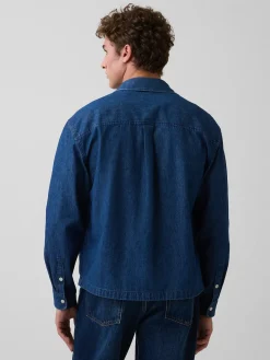 Denim Relaxed Straight-Hem Shirt