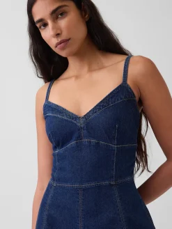 Denim Seamed Corset Maxi Dress