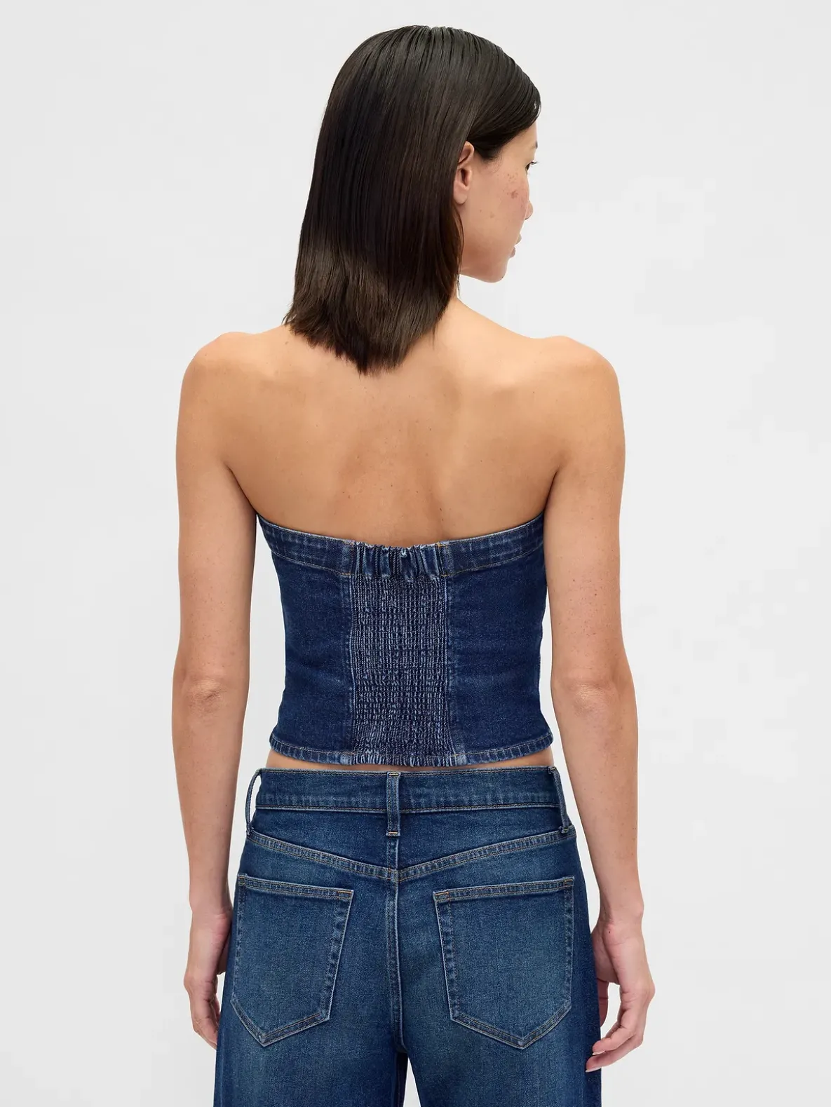 Denim Strapless Crop Vest
