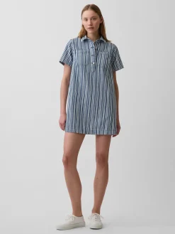 Denim Stripe Popover Mini Dress
