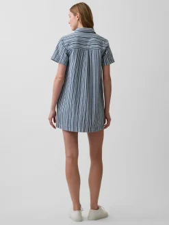 Denim Stripe Popover Mini Dress