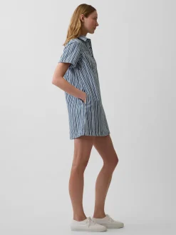 Denim Stripe Popover Mini Dress