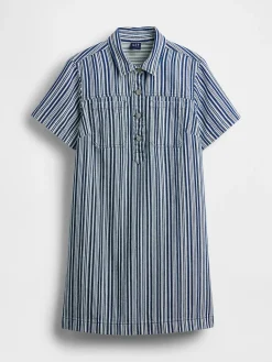 Denim Stripe Popover Mini Dress