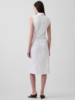 Denim Tie-Belt Midi Dress