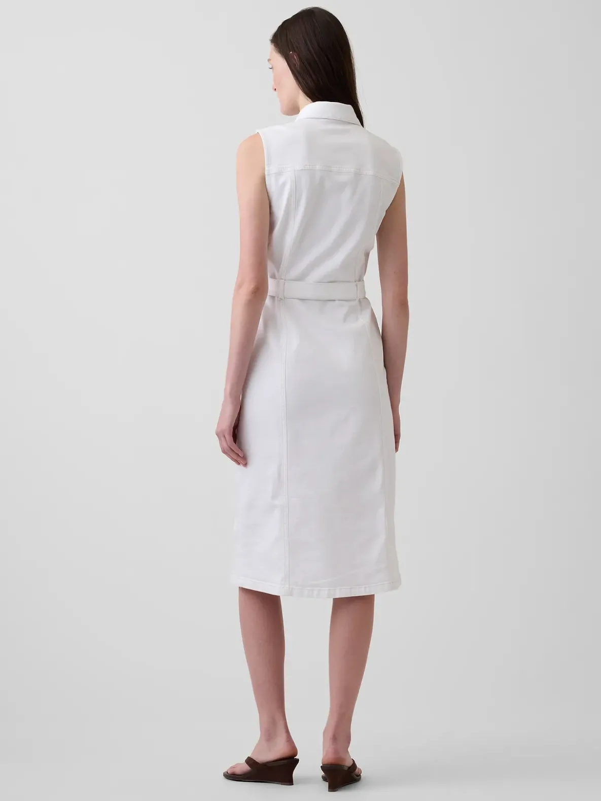 Denim Tie-Belt Midi Dress