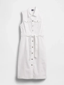Denim Tie-Belt Midi Dress