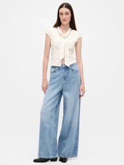 Denim Tie-Neck Top