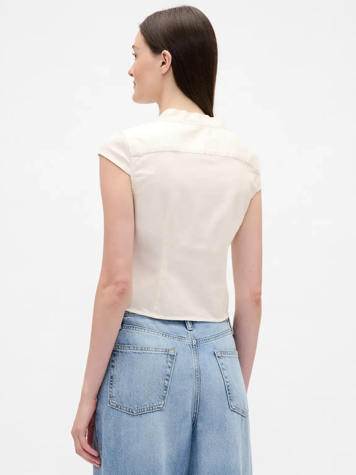 Denim Tie-Neck Top