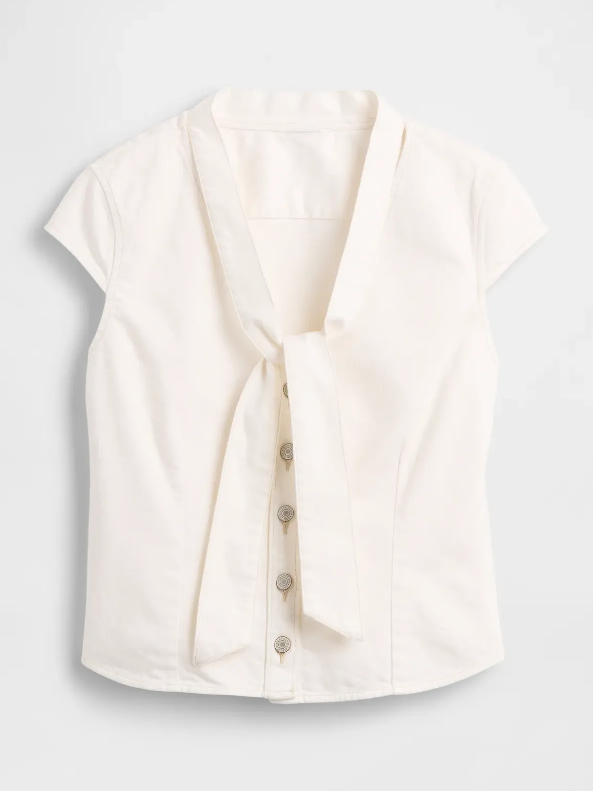 Denim Tie-Neck Top