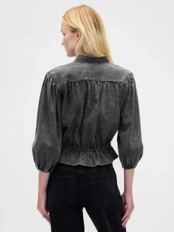 Denim Tie-Waist Top