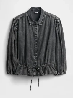 Denim Tie-Waist Top