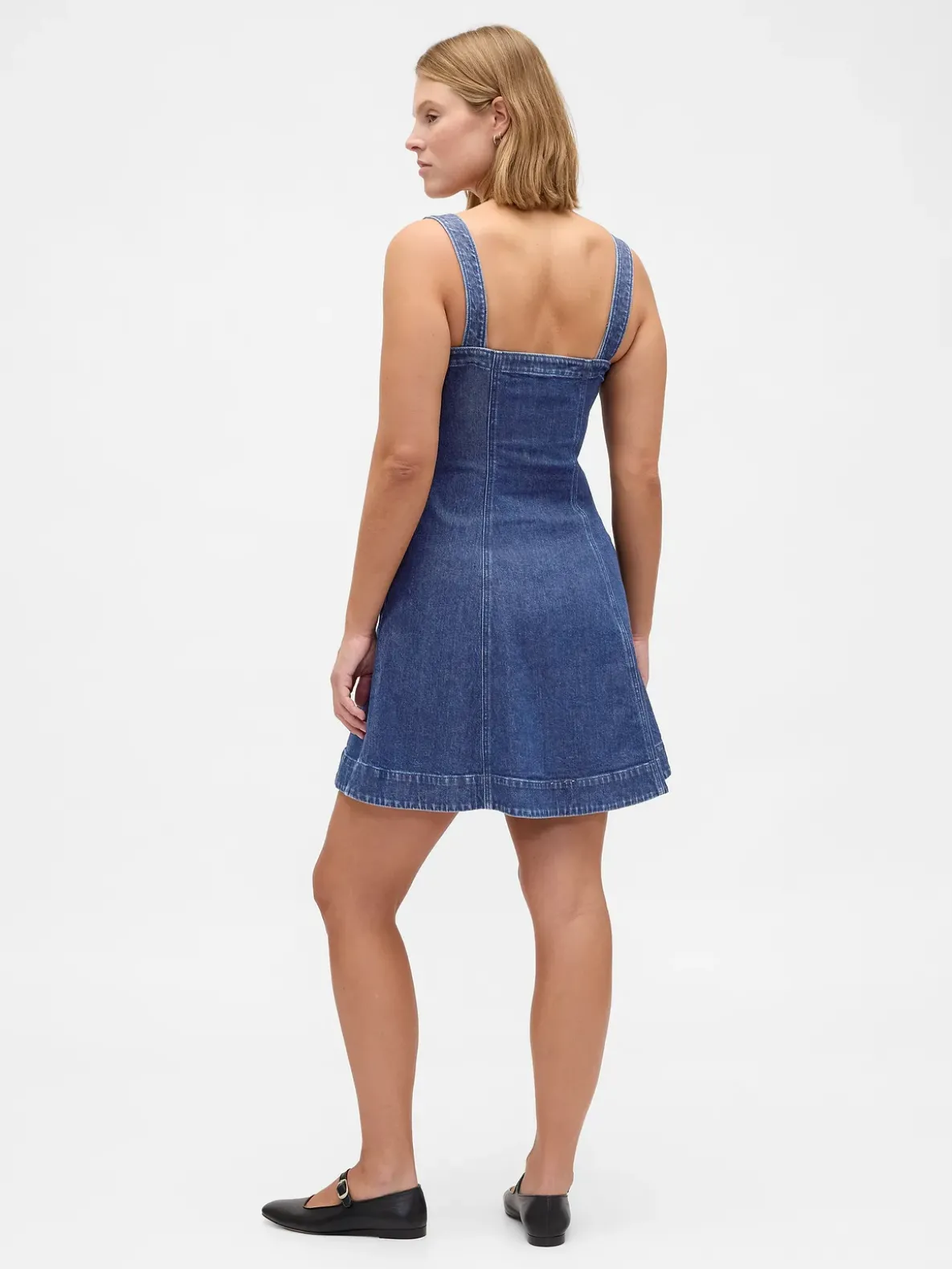 Denim Zip-Front Mini Dress