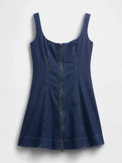 Denim Zip-Front Mini Dress