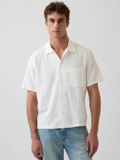 Dobby Relaxed Straight-Hem Shirt