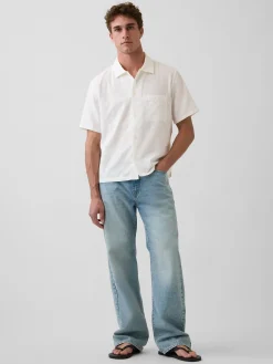 Dobby Relaxed Straight-Hem Shirt