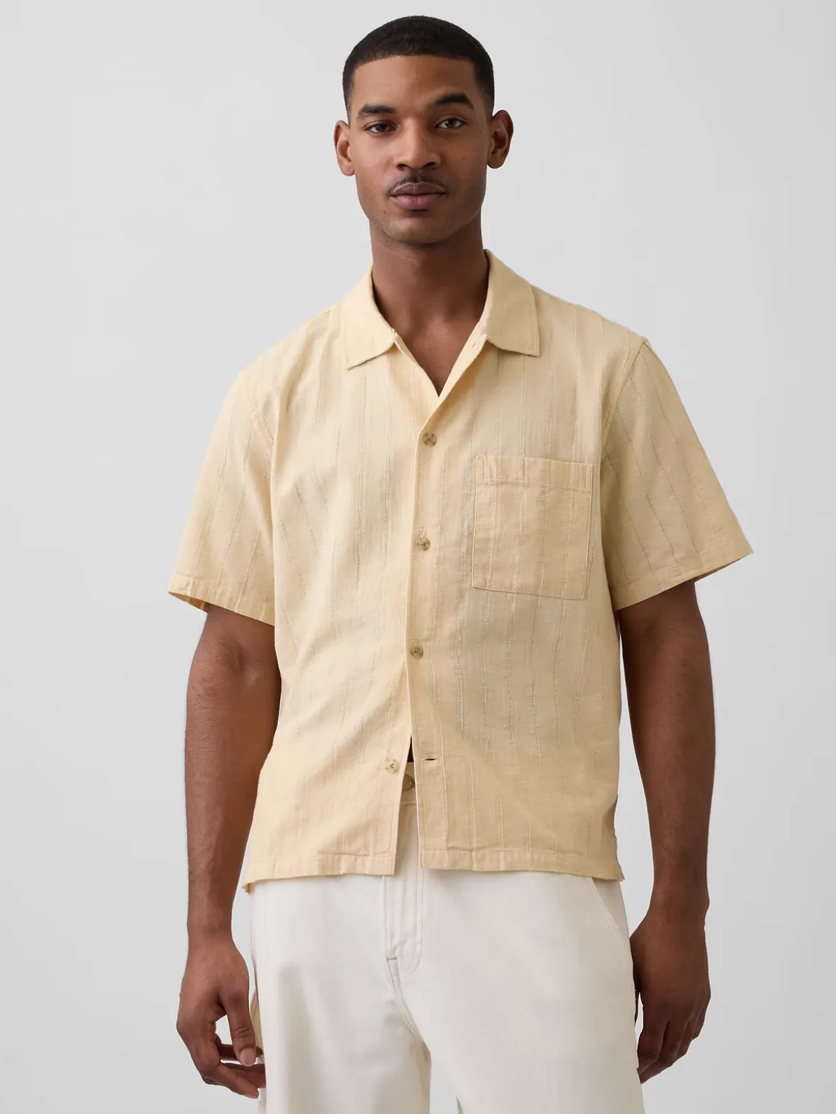 Dobby Relaxed Straight-Hem Shirt