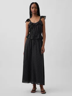 Dotted Voile Maxi Skirt
