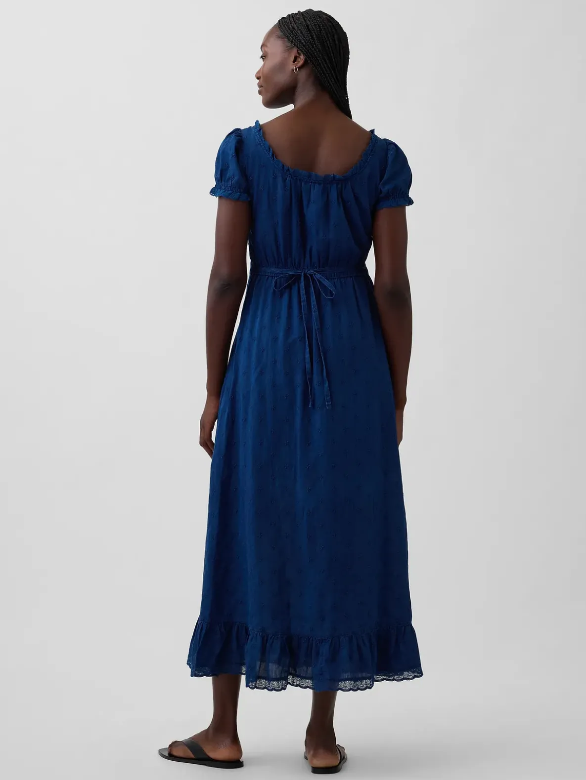 Embroidered Puff-Sleeve Maxi Dress