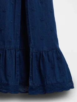 Embroidered Puff-Sleeve Maxi Dress