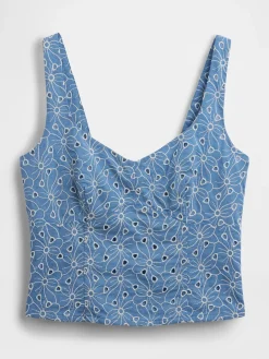 Eyelet Crop Bustier Top