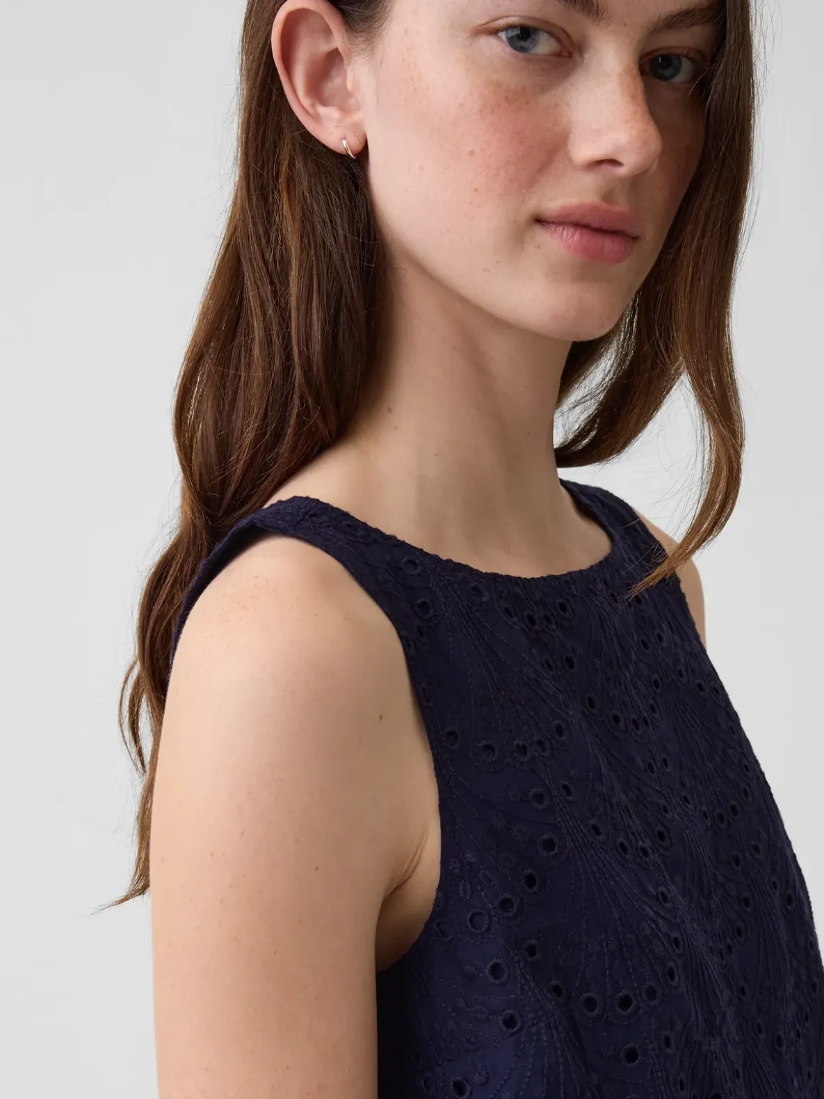 Eyelet Crop Shell Tank Top