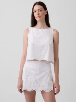 Eyelet Crop Shell Tank Top