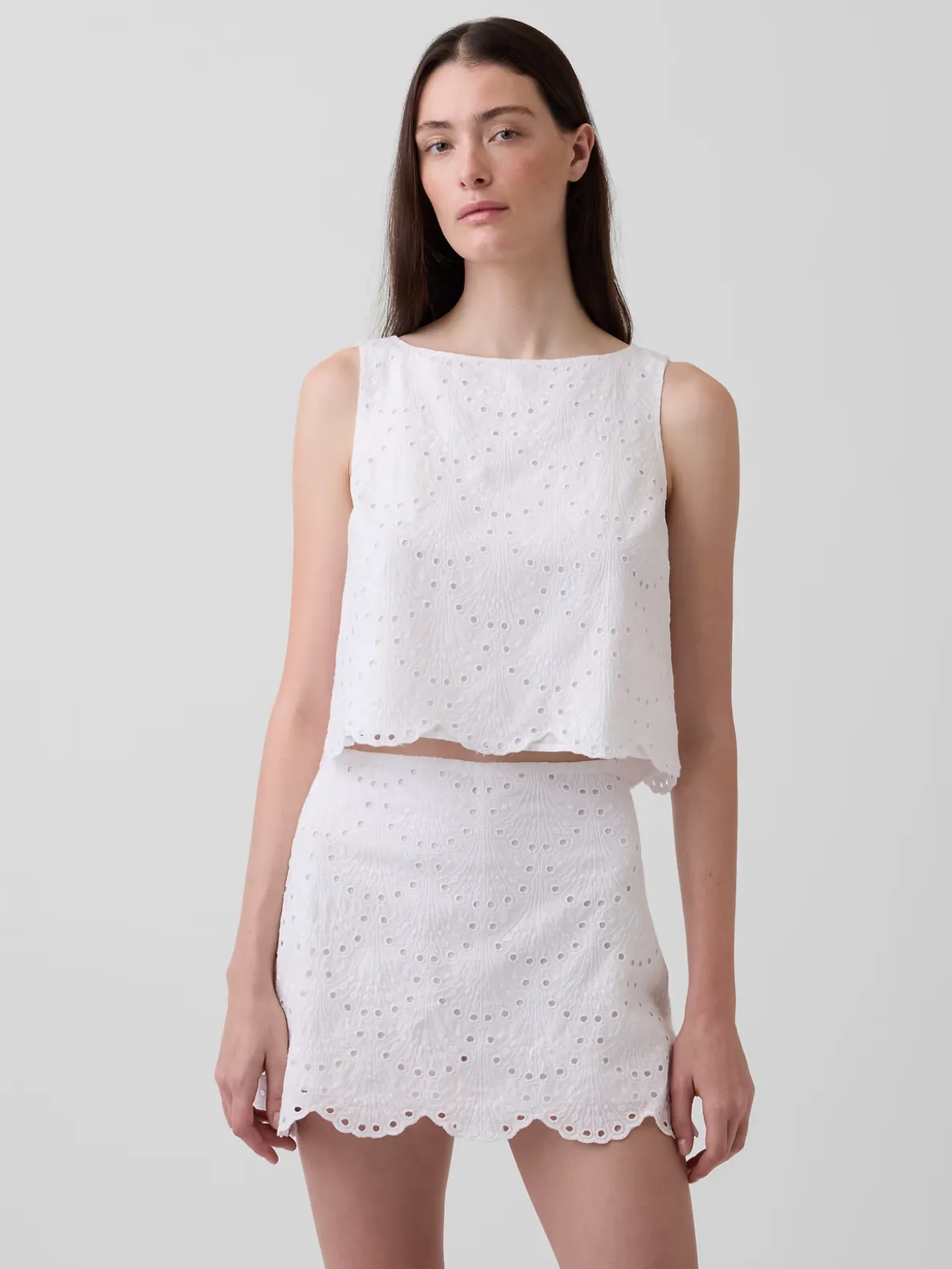 Eyelet Crop Shell Tank Top