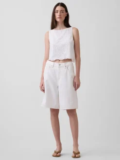 Eyelet Crop Shell Tank Top