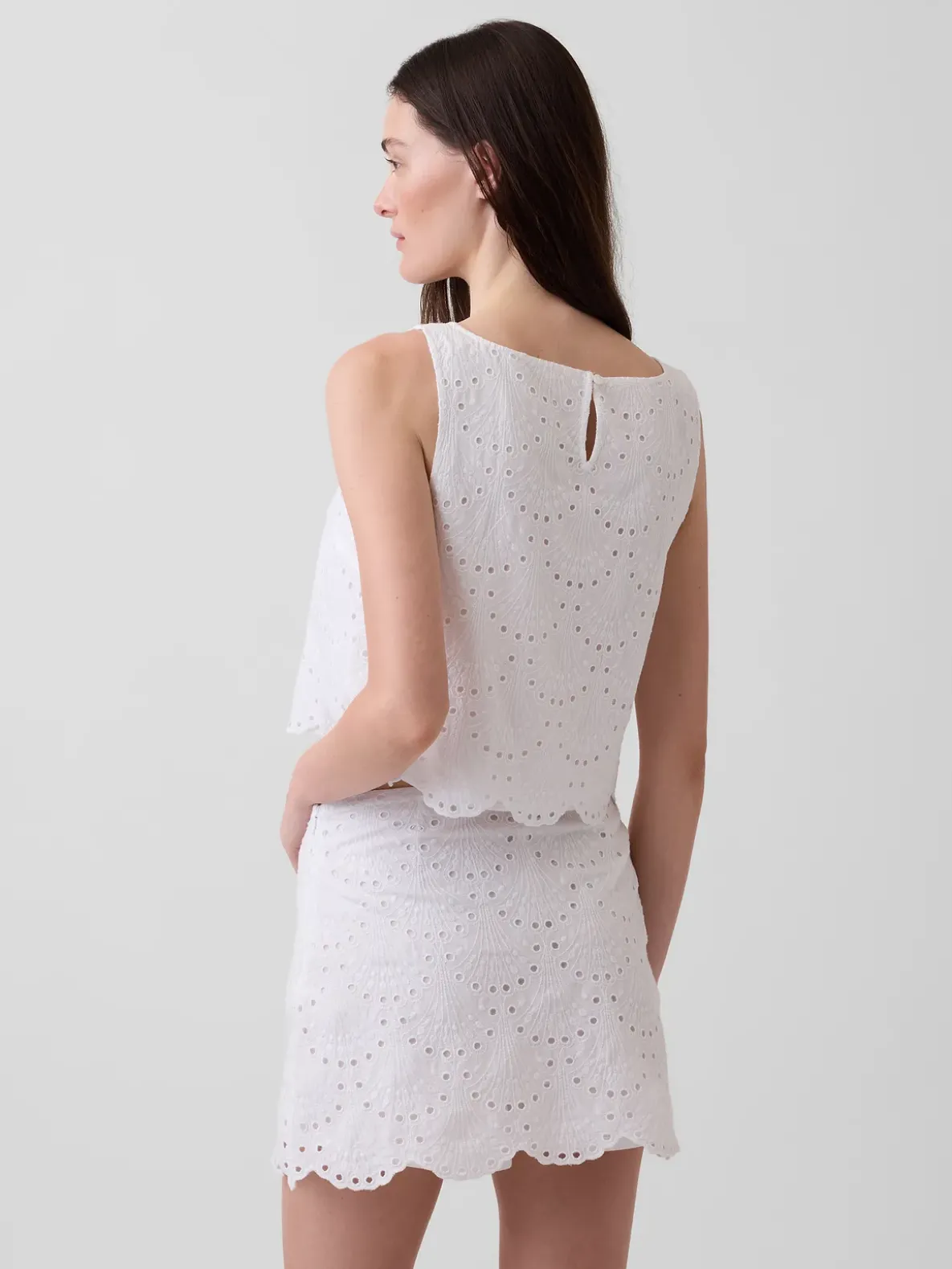Eyelet Crop Shell Tank Top