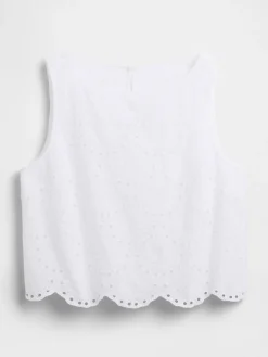 Eyelet Crop Shell Tank Top