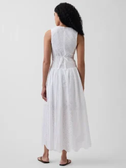 Eyelet Drop-Waist Maxi Dress