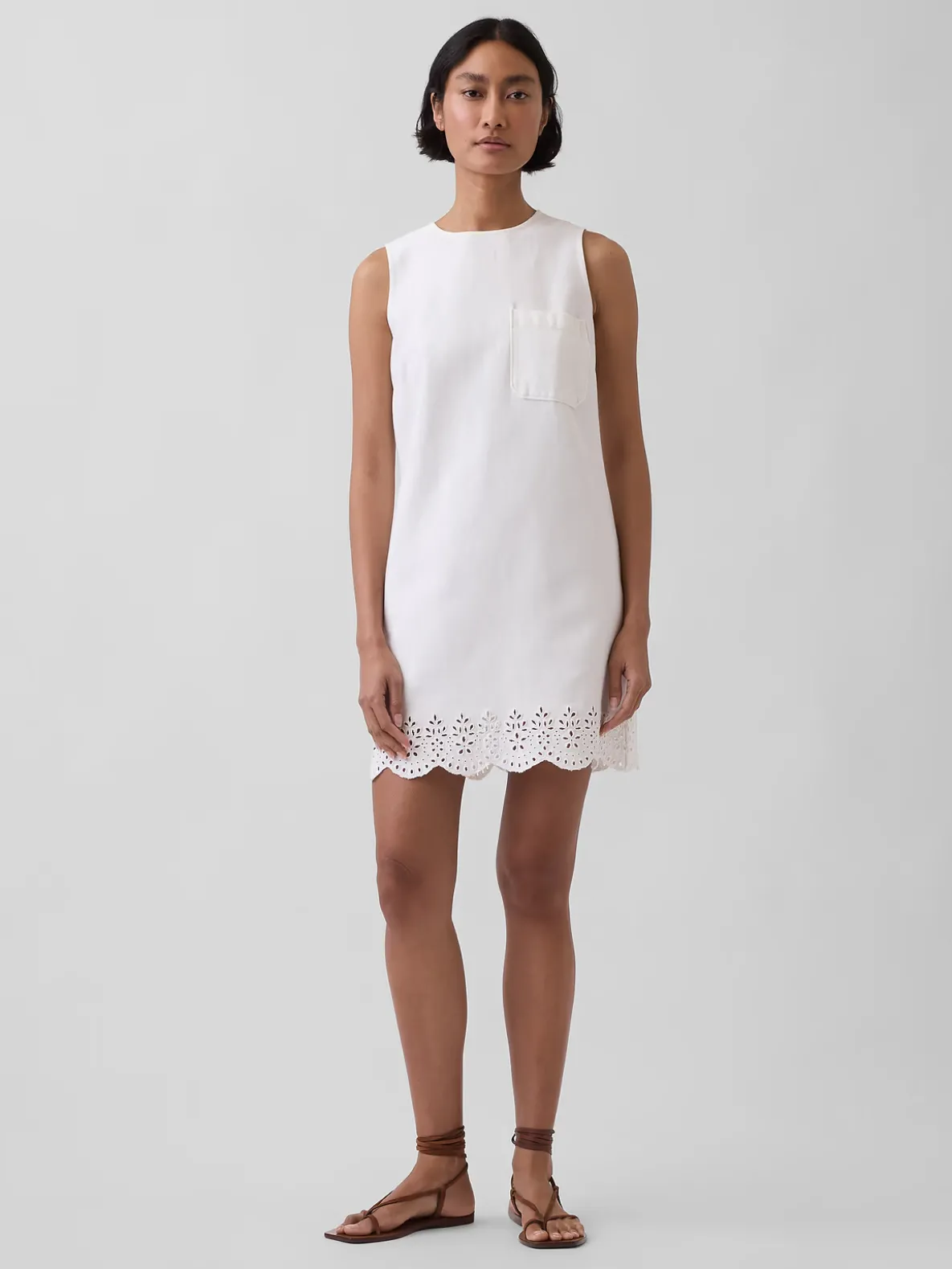Eyelet Hem Mini Shift Dress