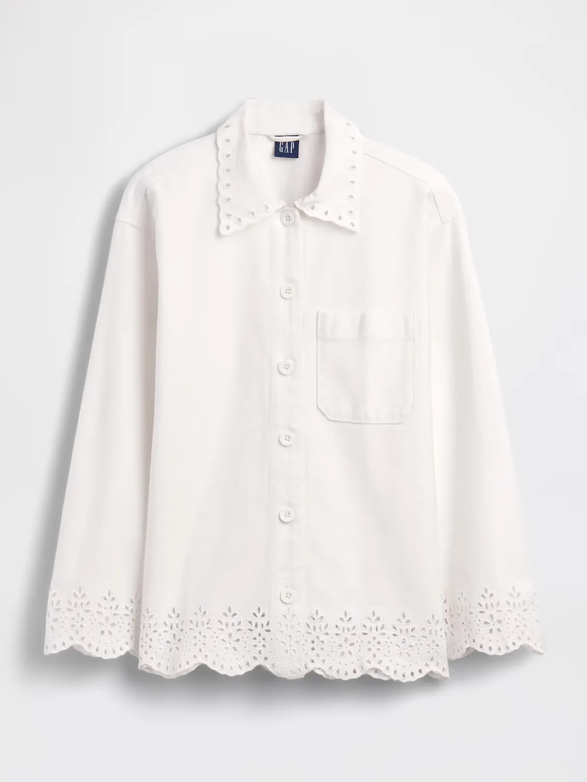 Eyelet Hem Relaxed Shirt Jacket