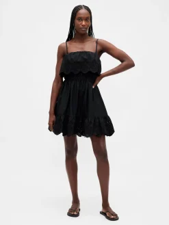 Eyelet Ruffle Mini Dress